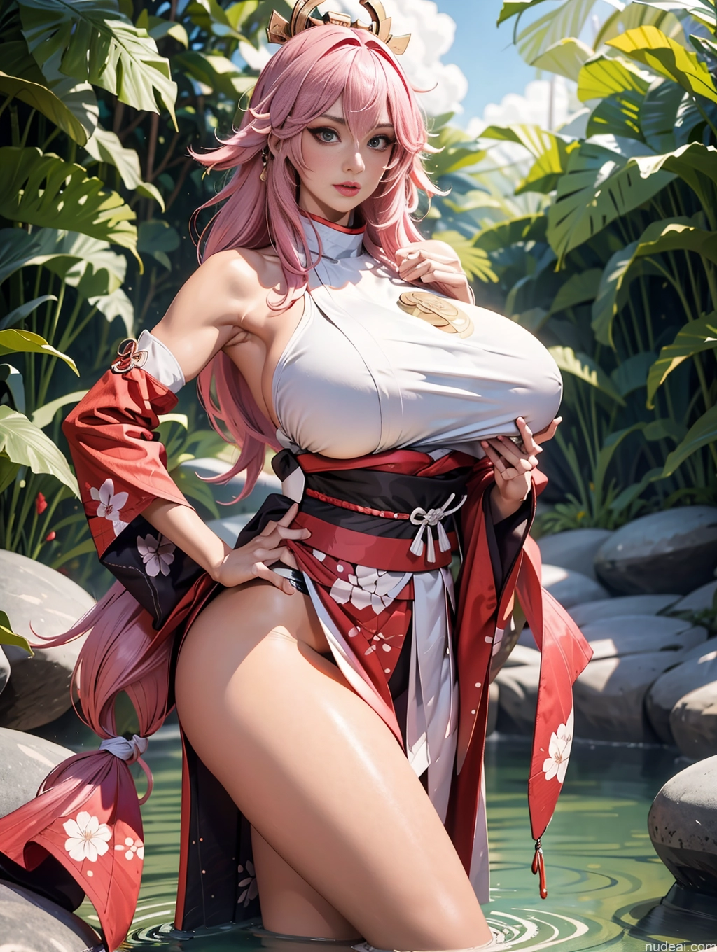 related ai porn images free for Woman Huge Boobs Beautiful Muscular 30s Long Hair Tall Short Yae Miko: Genshin Impact Cosplayers Pink Hair Kimono Abs Big Hips