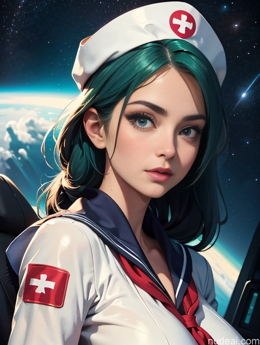 related ai porn images free for Alternative Cleavage Sailor Pilot White Green Hair Huge Sagging Breasts Stargazing Nurse