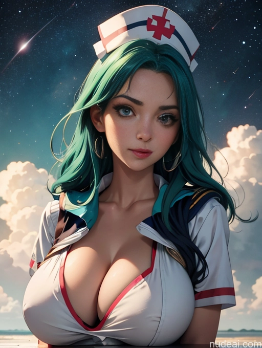 related ai porn images free for Alternative Cleavage Sailor Pilot White Green Hair Huge Sagging Breasts Stargazing Nurse Lingerie Model