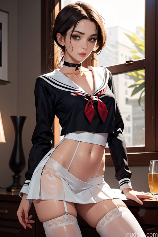 related ai porn images free for Beautiful Long Legs Perfect Body 18 Front View Choker Detailed Sailor Stockings Brunette Lingerie Model Tall Straight White Bedroom Transparent Micro Skirt Sexy Face Cumshot