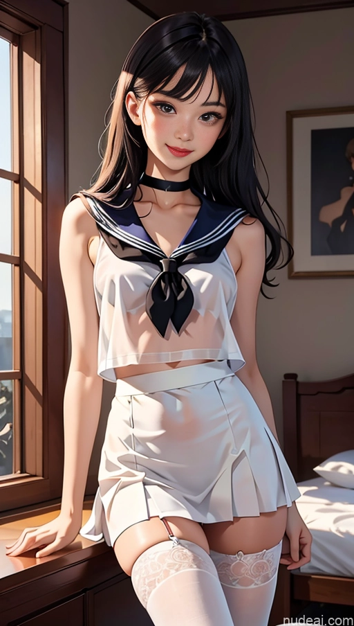 related ai porn images free for Beautiful Long Legs Perfect Body 18 Front View Choker Detailed Sailor Stockings Lingerie Model Tall Straight Bedroom Transparent Micro Skirt Happy Black Hair Chinese