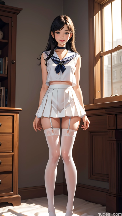 related ai porn images free for Beautiful Long Legs Perfect Body 18 Front View Choker Detailed Sailor Stockings Lingerie Model Tall Straight Bedroom Transparent Micro Skirt Happy Black Hair White