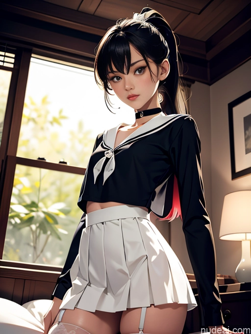 related ai porn images free for Beautiful Long Legs Perfect Body 18 Front View Choker Detailed Sailor Stockings Lingerie Model Tall Bedroom Transparent Micro Skirt Black Hair White Fairer Skin Ponytail