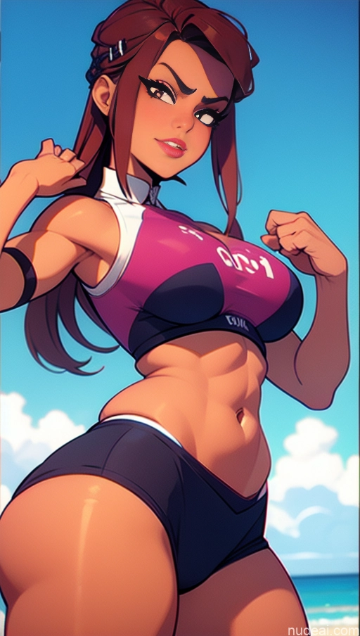 related ai porn images free for Perfect Boobs Tanned Skin Dark Skin Serious Pink Hair Close-up View Khorne Kilt BiBiDongYoung Bodybuilder Beach Volleyball