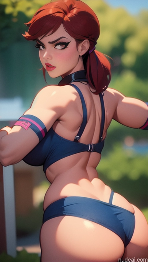 related ai porn images free for Perfect Boobs Tanned Skin Dark Skin Serious Pink Hair Close-up View Khorne BiBiDongYoung Bodybuilder Ass Grab From Behind
