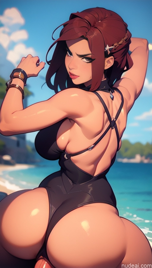 related ai porn images free for Perfect Boobs Tanned Skin Dark Skin Serious Pink Hair Close-up View Khorne BiBiDongYoung Bodybuilder Ass Grab From Behind