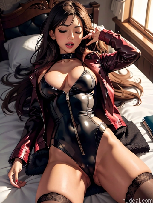 related ai porn images free for Pubic Hair Tanned Skin Bedroom Stockings Leather Jacket Brunette Nude Bangs On Back Orgasm Shocked Busty