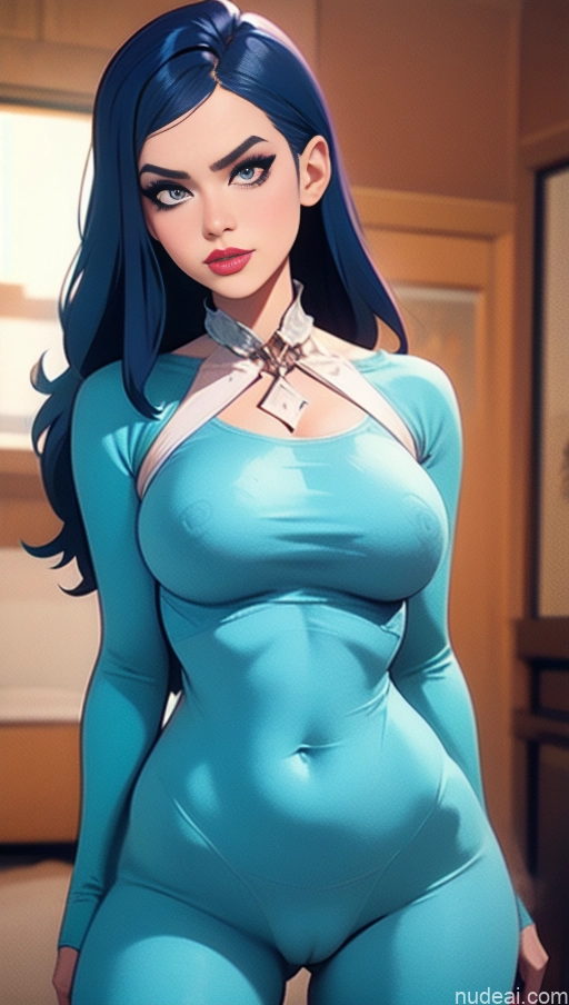 related ai porn images free for BiBiDongYoung Close-up View Serious Blue Hair Onesie Cleavage Khorne Perfect Boobs Jumpsuit Pajamas