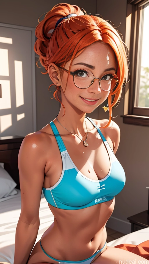 related ai porn images free for Tanned Skin Bedroom Ginger Jewelry Pubic Hair Happy Sports Bra Thin Round Glasses Ponytail Busty