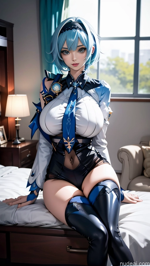 Woman Busty Huge Boobs Perfect Boobs Beautiful Skinny Long Legs Perfect Body Tall Fairer Skin Sexy Face Japanese 18 Bedroom Spreading Legs Short Hair Blue Hair Eula: Genshin Impact Cosplayers Stockings Anime Nude