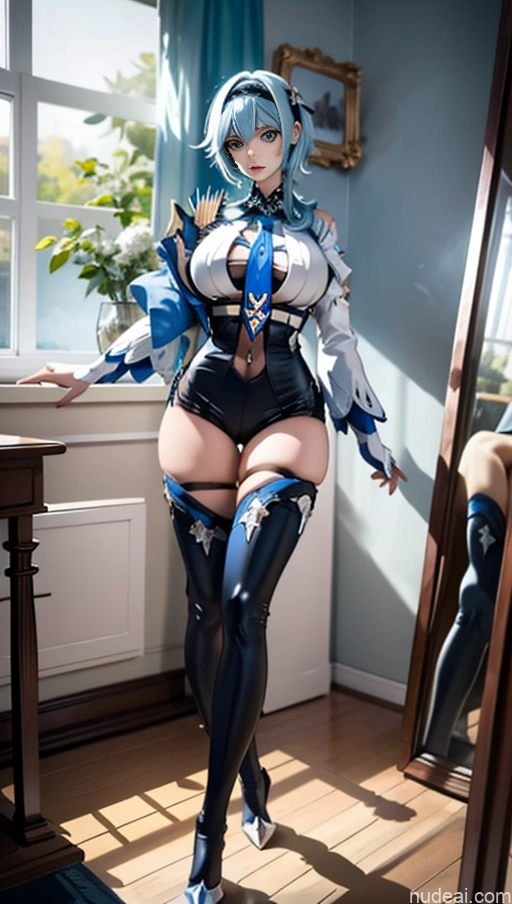 Woman Busty Huge Boobs Perfect Boobs Beautiful Skinny Long Legs Perfect Body Tall Fairer Skin Sexy Face Japanese 18 Bedroom Spreading Legs Short Hair Blue Hair Eula: Genshin Impact Cosplayers Anime Nude Topless