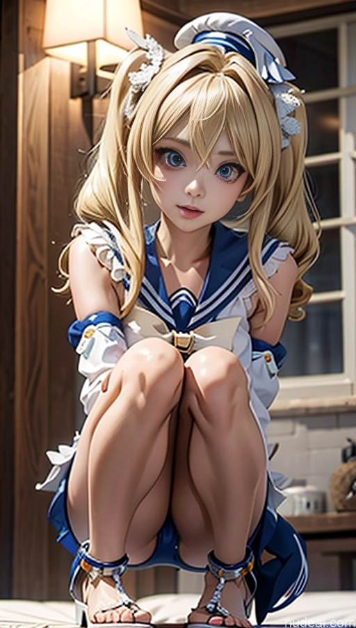 Small Tits Beautiful Skinny Short Japanese Anime Bedroom Babara: Genshin Impact Cosplayers Small Ass Seductive Sitting, Squating