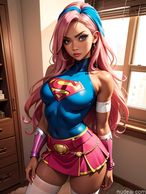 related ai porn images free for Tanned Skin Bedroom Jewelry Long Hair Superhero Mini Skirt Thigh Socks Shocked Pink Hair Busty