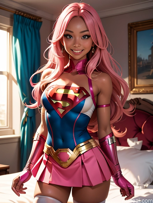 related ai porn images free for Tanned Skin Bedroom Jewelry Long Hair Superhero Mini Skirt Thigh Socks Pink Hair Busty Happy