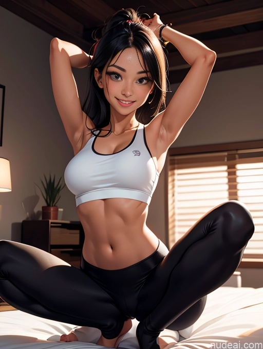 related ai porn images free for Tanned Skin Bedroom Jewelry Happy Yoga Pants Tank Top Sports Bra Yoga Long Hair Black Hair Busty