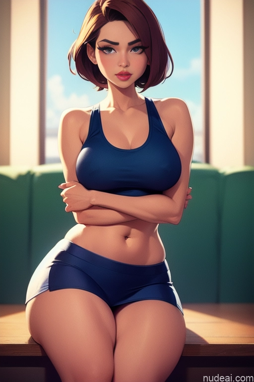 related ai porn images free for Perfect Boobs Beautiful Perfect Body 30s Serious Ginger Bobcut British Woman Sports Bra Mini Skirt Bar