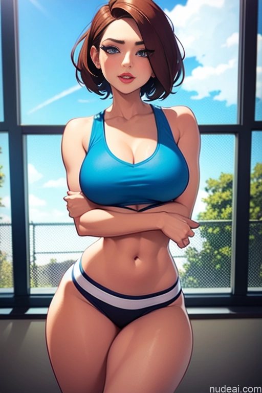 related ai porn images free for Miss Universe Model One Perfect Boobs Beautiful Perfect Body 20s Seductive Close-up View British Fairer Skin Short Shorts Gym Tank Top Ginger Messy