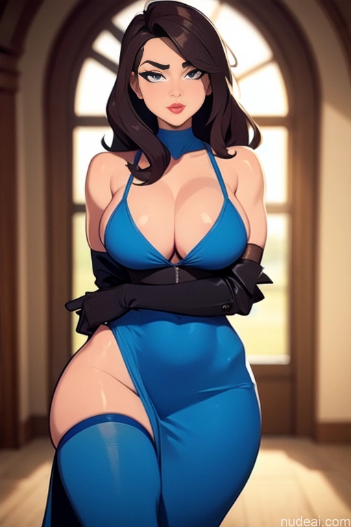 related ai porn images free for Woman Perfect Boobs Perfect Body Beautiful 20s Serious Brunette Long Hair British Bedroom Dress Gloves Sundress