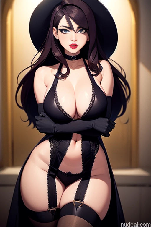 related ai porn images free for Woman Perfect Boobs Perfect Body Beautiful 20s Serious Brunette Long Hair British Bedroom Dress Gloves Goth