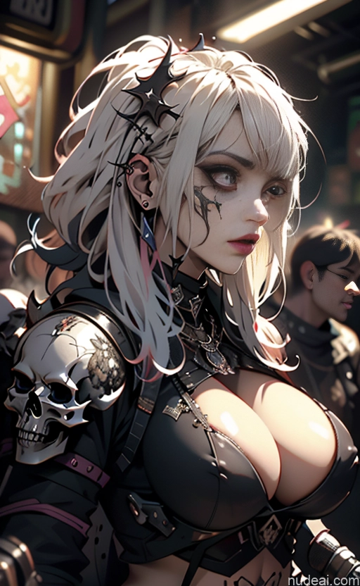 related ai porn images free for Lipstick Pubic Hair Serious Club Close-up View Khorne Huge Tits, Hard Nipples Gothic Punk Girl Blonde Crop Top Huge Boobs Bra Pull Down