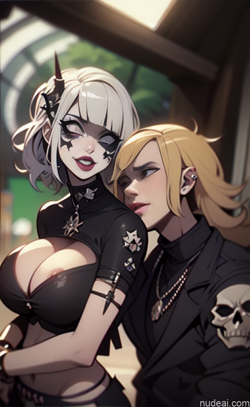 related ai porn images free for Lipstick Pubic Hair Serious Club Close-up View Khorne Huge Tits, Hard Nipples Gothic Punk Girl Blonde Crop Top Huge Boobs Bra Pull Down