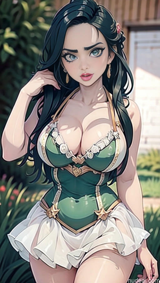 Perfect Boobs Lipstick Pubic Hair Serious Green Hair Close-up View Bollywood Doll Likeness Khorne Huge Tits, Hard Nipples Romantic Rosette Dress