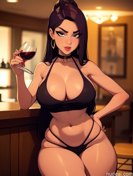related ai porn images free for Woman Beautiful Tall Perfect Body 20s Serious Ginger Long Hair Dutch Choker Tank Top Panties Wine Bar Gold Jewelry