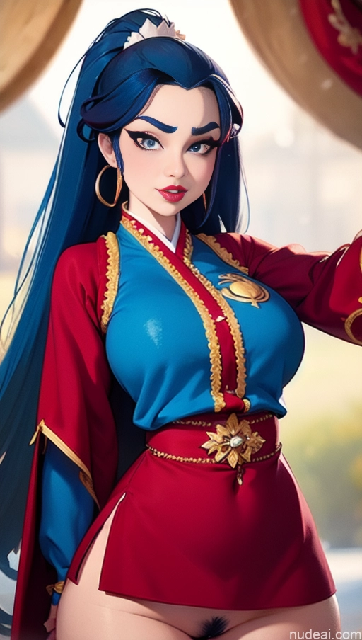related ai porn images free for Perfect Boobs Lipstick Pubic Hair Serious Close-up View Winter Hanfu Snow Blue Hair French Musketeer Dress