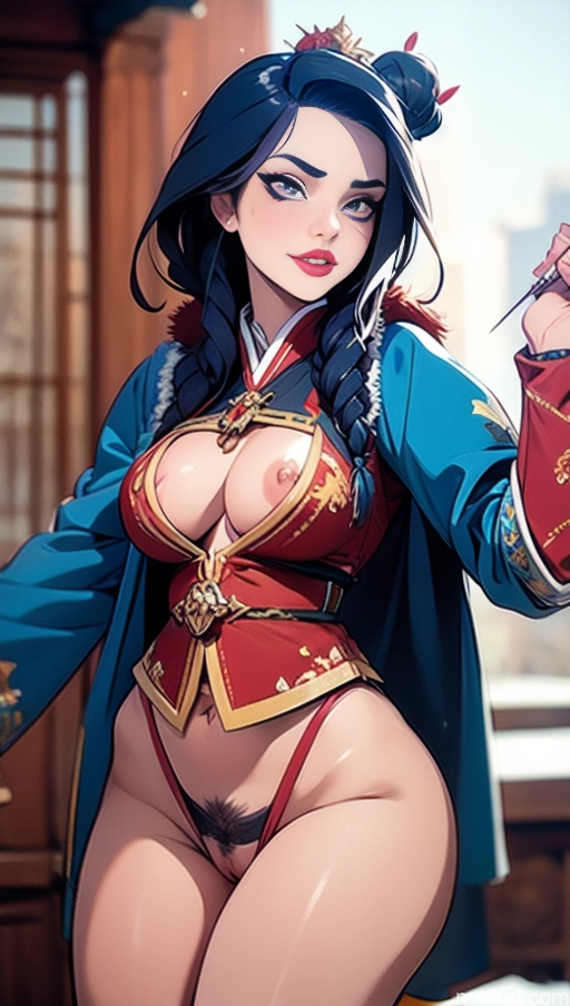 related ai porn images free for Perfect Boobs Lipstick Pubic Hair Serious Close-up View Winter Hanfu Snow Blue Hair French Musketeer Dress Khorne