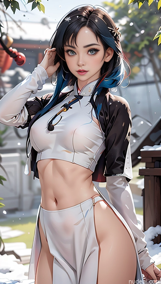 related ai porn images free for Perfect Boobs Lipstick Pubic Hair Serious Blue Hair Snow Close-up View Winter Hanfu Aodai V1 Crop Top
