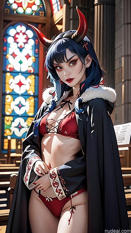 related ai porn images free for Busty Perfect Boobs Lipstick Pubic Hair Serious Blue Hair Close-up View Winter Hanfu Center Opening Cross-Laced Bikini (Swiftsure Style) Succubus Demon Style Devil Church