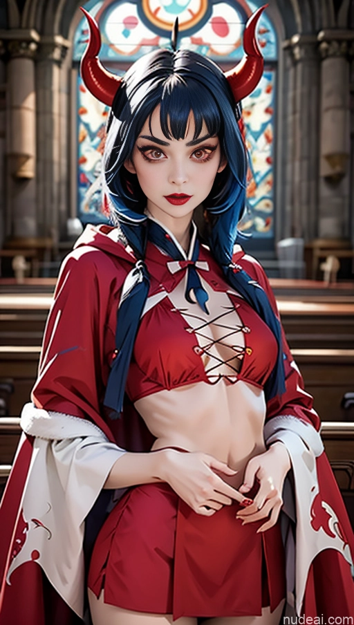 related ai porn images free for Busty Perfect Boobs Lipstick Pubic Hair Serious Blue Hair Close-up View Winter Hanfu Center Opening Cross-Laced Bikini (Swiftsure Style) Demon Style Succubus Devil Church