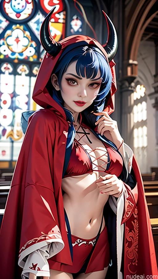 related ai porn images free for Busty Perfect Boobs Lipstick Pubic Hair Serious Blue Hair Close-up View Winter Hanfu Center Opening Cross-Laced Bikini (Swiftsure Style) Demon Style Succubus Devil Church