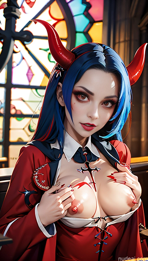 related ai porn images free for Busty Perfect Boobs Lipstick Pubic Hair Serious Blue Hair Close-up View Winter Hanfu Center Opening Cross-Laced Bikini (Swiftsure Style) Demon Style Succubus Devil Church Huge Tits, Hard Nipples Bra Pull Down