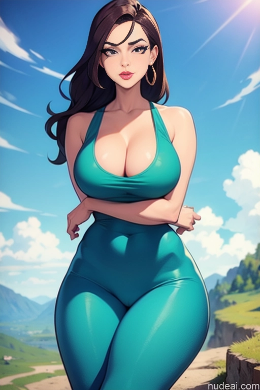 related ai porn images free for Woman Beautiful Tall Perfect Body 20s Serious Brunette Long Hair Dutch Panties Tank Top Mountains