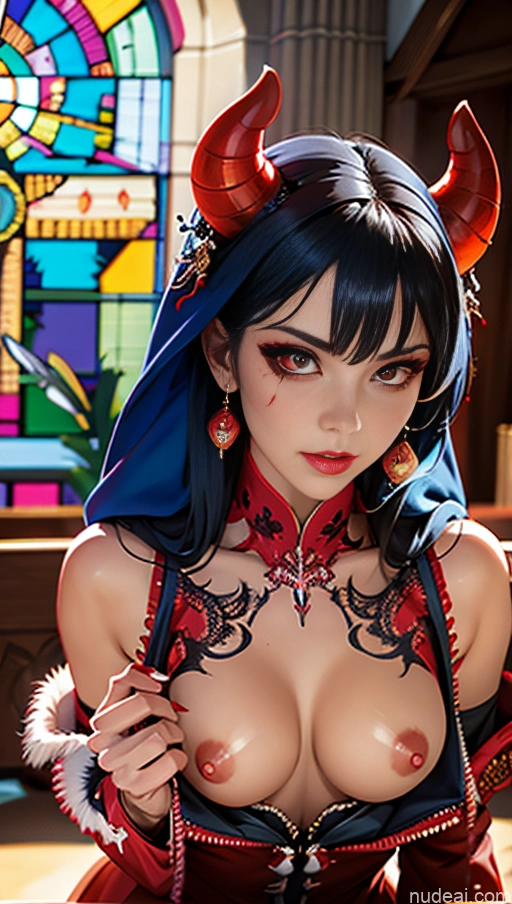 related ai porn images free for Busty Perfect Boobs Lipstick Pubic Hair Serious Blue Hair Close-up View Winter Hanfu Demon Style Devil Church Huge Tits, Hard Nipples Bra Pull Down