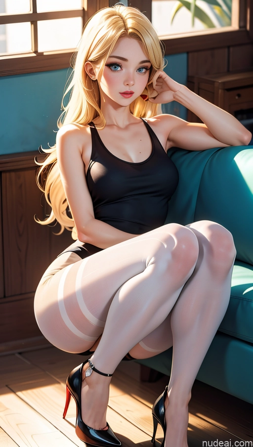 related ai porn images free for One Beautiful Perfect Body 18 Long Hair Fairer Skin Blonde Tank Top Squatting High Heels Couch Secretary Pantyhose