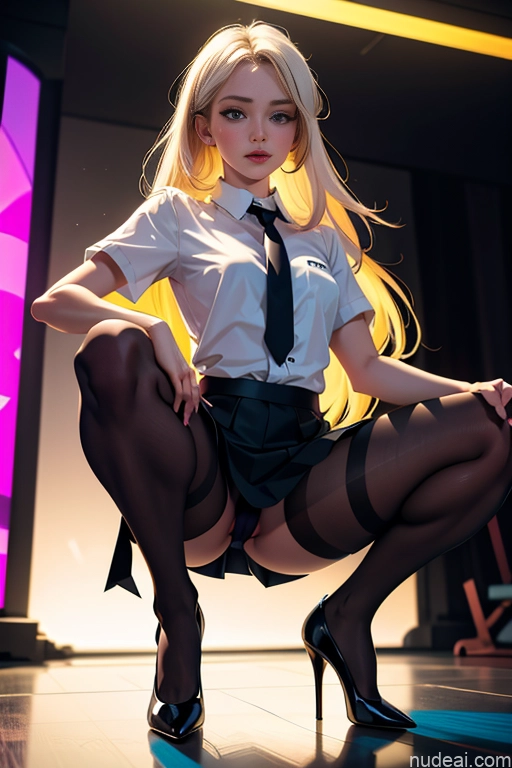 related ai porn images free for One Beautiful Perfect Body 18 Long Hair Fairer Skin Squatting Pantyhose Mini Skirt Shirt Tie High Heels Club