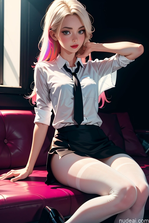 related ai porn images free for One Beautiful Perfect Body 18 Long Hair Fairer Skin Pantyhose Mini Skirt Shirt Tie High Heels Club White On Back
