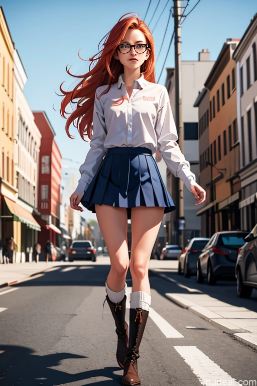 related ai porn images free for One Beautiful Perfect Body 18 White Ginger High Socks Glasses Micro Skirt Boots Street Spreading Legs