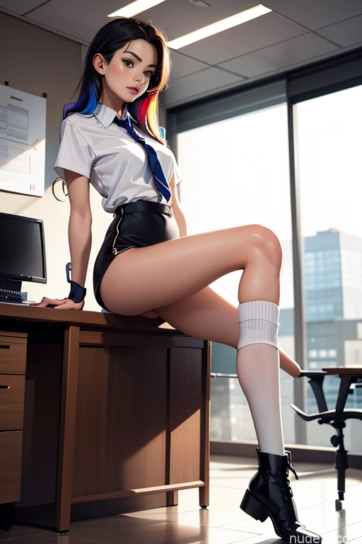 related ai porn images free for One Beautiful Perfect Body 18 White High Socks Boots Front View Office