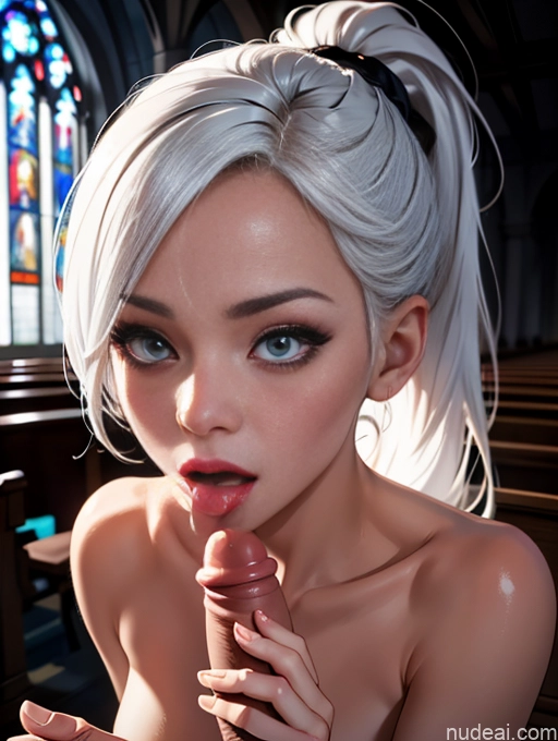 related ai porn images free for Two Abs 30s White Hair Ponytail White Dark Lighting Church Nude Ahegao Close-up View Blowjob Perfect Boobs Crisp Anime Model