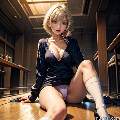 related ai porn images free for Beautiful Perfect Body Fairer Skin Perfect Boobs 18 White Underwear SplitSitting High Socks Cleavage High Heels Sweater Short Hair Blonde Club Sexy Face