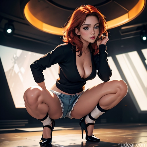 related ai porn images free for One 20s Seductive Ginger Messy Irish Club Squatting High Heels High Socks Cleavage Sweater Short Shorts