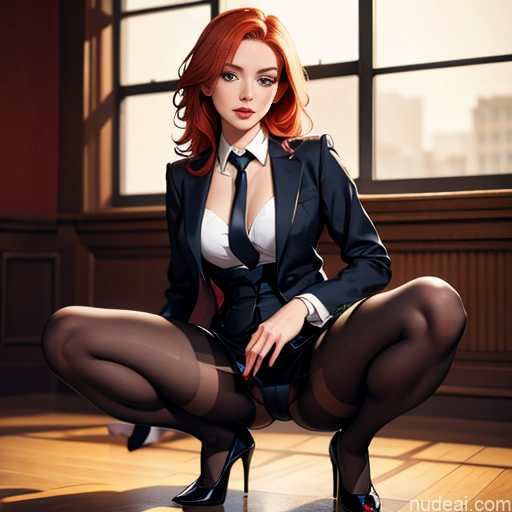 related ai porn images free for One Seductive Ginger Irish Squatting High Heels Cleavage 18 Suit Stockings Pantyhose Strip Club Shirt Tie
