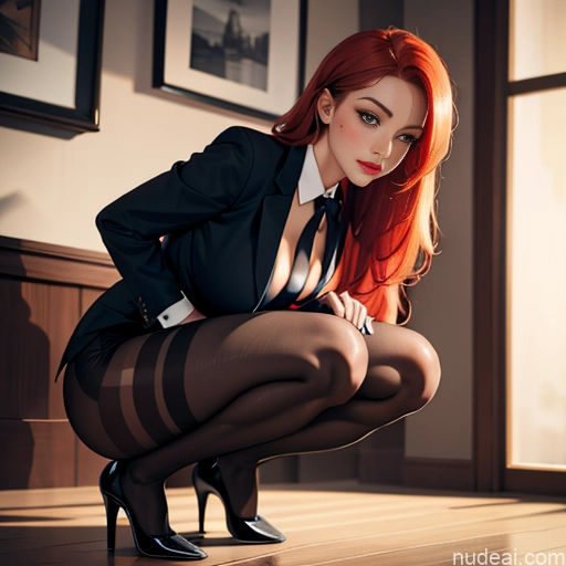 related ai porn images free for One Seductive Ginger Irish Squatting High Heels Cleavage 18 Suit Stockings Pantyhose Strip Club Shirt Tie