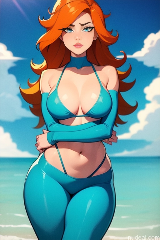 related ai porn images free for Woman One Beautiful Tall Perfect Body 20s Serious Dutch Ginger Messy Beach Bright Lighting Microkini