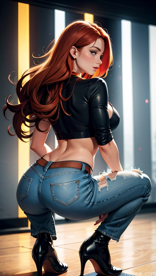 related ai porn images free for Busty Beautiful Perfect Body 18 Long Hair Irish Ginger Club Back View Squatting High Heels Jeans High Socks Cleavage