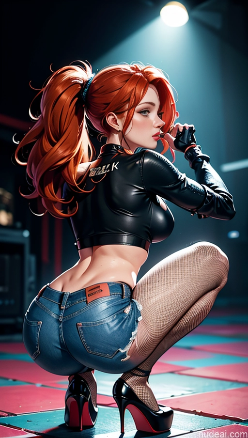 related ai porn images free for One Beautiful 20s Ginger Irish Back View Squatting Jeans Cleavage High Heels Fishnet Club