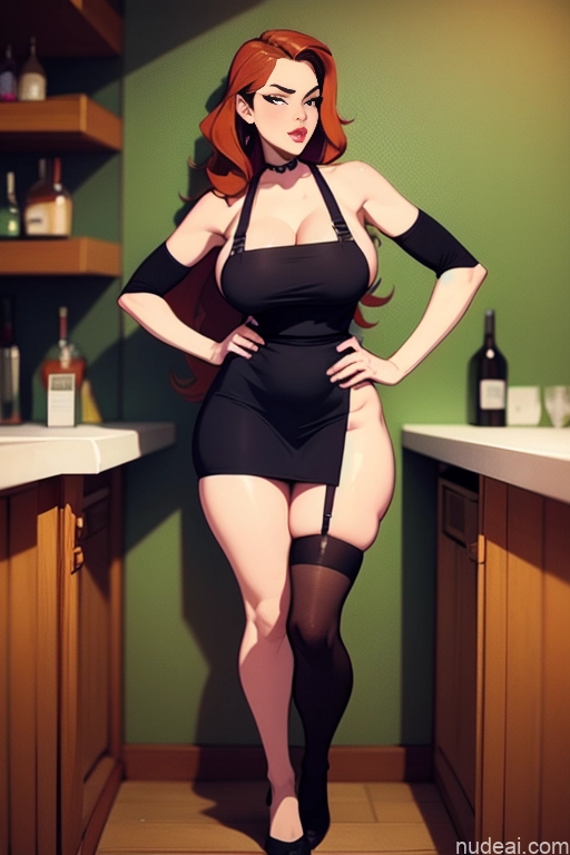 related ai porn images free for Woman Beautiful Tall Perfect Body Long Hair 20s Serious Seductive Ginger Dutch Bar Apron Choker Thigh Socks